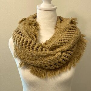 Mixit Golden Brown Infinity Circle Scarf One Size Fringe Fashion Accessory